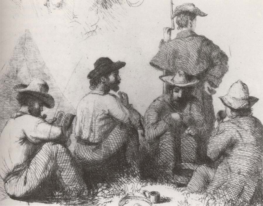 Conrad Wise Chapman Camp Scenes,Five Soldiers